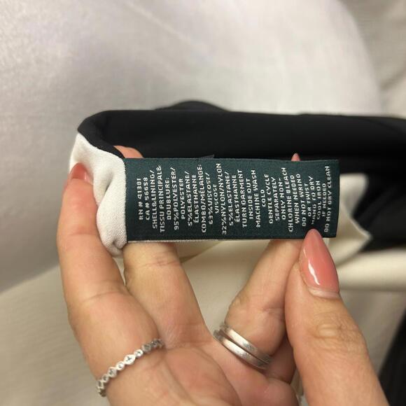 Lauren Ralph Lauren Black Cocktail Dress Size 6 White Panel Cinched Slinky Knee - Picture 6 of 8